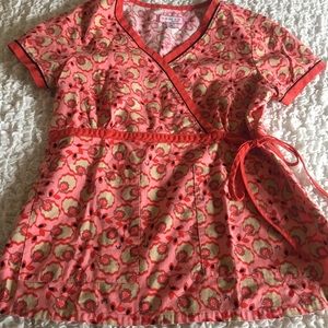 Koi Scrub Top Medium Floral Medical Nursing